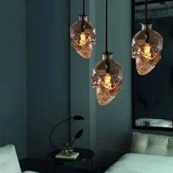 Retro Totenkopf Pendelleuchte - Vintage Glasleuchte