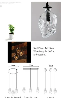 Retro Totenkopf Pendelleuchte - Vintage Glasleuchte