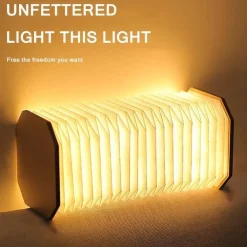 Retro USB Rechargeable Wooden LED Accordion Lamp