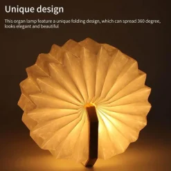 Retro USB Rechargeable Wooden LED Accordion Lamp