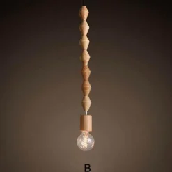 Retro Wooden Pendant Lamp - Nature-Inspired Lighting