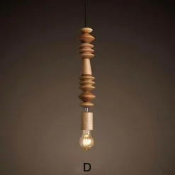 Retro Wooden Pendant Lamp - Nature-Inspired Lighting
