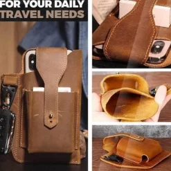 Retro-Gürteltasche aus Leder – Multifunktionaler Telefonhalter