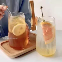 Retro-Kaffeetassen-Set aus Glas – transparente 500-ml-Trinkbecher