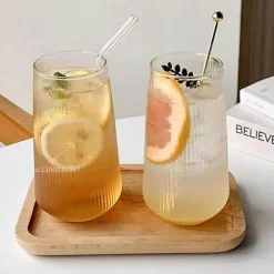 Retro-Kaffeetassen-Set aus Glas – transparente 500-ml-Trinkbecher