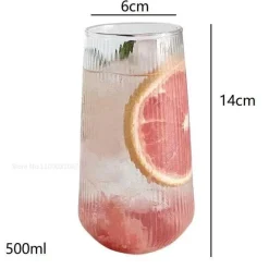 Retro-Kaffeetassen-Set aus Glas – transparente 500-ml-Trinkbecher