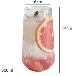 Retro-Kaffeetassen-Set aus Glas – transparente 500-ml-Trinkbecher