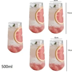 Retro-Kaffeetassen-Set aus Glas – transparente 500-ml-Trinkbecher