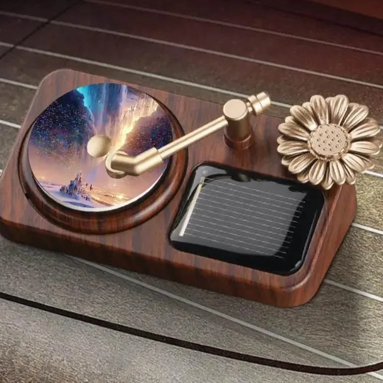 Retro-Plattenspieler-Auto-Lufterfrischer – rotierendes Solar-Design