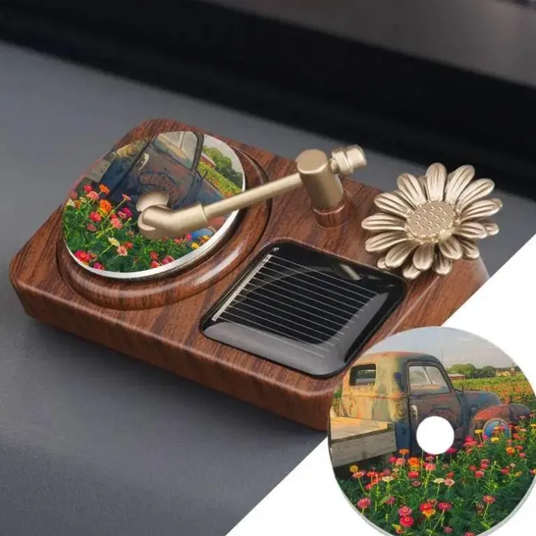 Retro-Plattenspieler-Auto-Lufterfrischer – rotierendes Solar-Design
