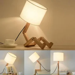 Roboter-Nachtlampe aus Holz – Modernes Kinderzimmerdekor