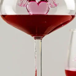 Rosa Herz-Kelchglas – 12 oz Ripple Cup für Tee, Kaffee, Milch, Saft