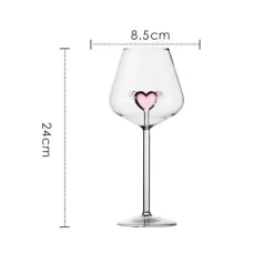 Rosa Herz-Kelchglas – 12 oz Ripple Cup für Tee, Kaffee, Milch, Saft