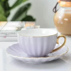 Rosa Kaffeetassen-Set aus Bone China – Englische Teetassen 200 ml