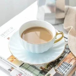 Rosa Kaffeetassen-Set aus Bone China – Englische Teetassen 200 ml