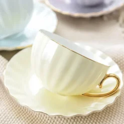 Rosa Kaffeetassen-Set aus Bone China – Englische Teetassen 200 ml