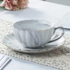 Rosa Teetassen-Set aus Porzellan – 200 ml, englisches Teegeschirr