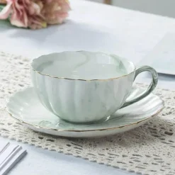 Rosa Teetassen-Set aus Porzellan – 200 ml, englisches Teegeschirr