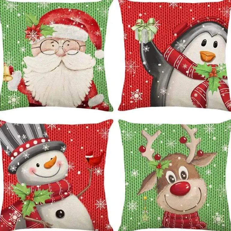 Rosa Weihnachtskissenbezüge - Festliches Kissenset