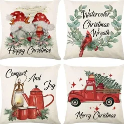 Rosa Weihnachtskissenbezüge - Festliches Kissenset