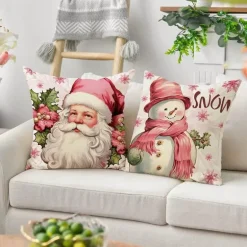 Rosa Weihnachtsmann Weihnachtsbaum Kissenbezug - Neujahr Home Decor Sofakissen