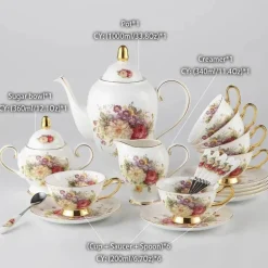Rose Bone China Teeservice - Elegantes Porzellan-Teegeschirr