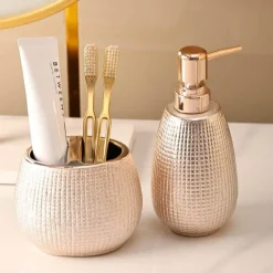 Rose Gold Bathroom Accessories Set - Elegant Decor Collection