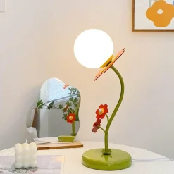 Rote Blumenlampe - Dekorative florale Schreibtischlampe