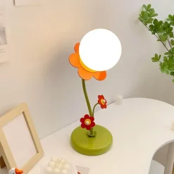 Rote Blumenlampe - Dekorative florale Schreibtischlampe