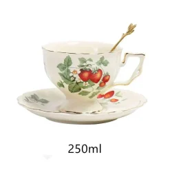 Rote Rose Keramik-Teetassen-Set – Kaffeetasse im europäischen Stil mit Löffel