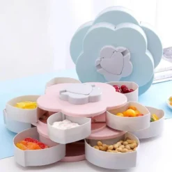 Rotierende Snackbox – Einzigartiger Aufbewahrungsbehälter für Lebensmittel in Blütenform