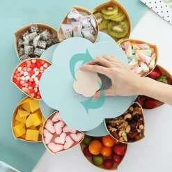 Rotierende Snackbox – Einzigartiger Aufbewahrungsbehälter für Lebensmittel in Blütenform