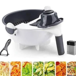 Rotierender Gemüseschneider mit Abtropfkorb – Multifunktionales Küchenwerkzeug