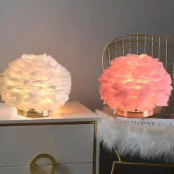 Rounded Feather Table Lamp - Elegant Lighting Fixture