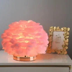 Rounded Feather Table Lamp - Elegant Lighting Fixture