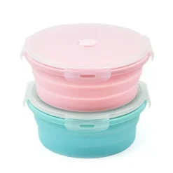 Runde Lunchbox aus Silikon – Faltbarer Obstsalatbehälter