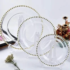 Runder Obstteller aus Glas mit Goldperlen – Elegantes Esszimmerdekor