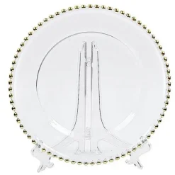 Runder Obstteller aus Glas mit Goldperlen – Elegantes Esszimmerdekor