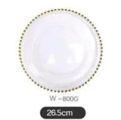 Runder Obstteller aus Glas mit Goldperlen – Elegantes Esszimmerdekor