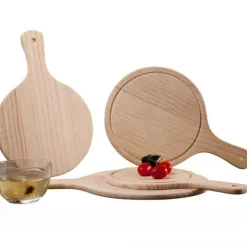 Rundes Pizzabrett aus Holz - Premium Backblech Schneideplatte