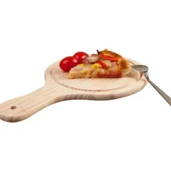 Rundes Pizzabrett aus Holz - Premium Backblech Schneideplatte
