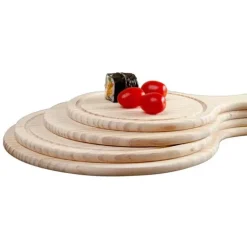 Rundes Pizzabrett aus Holz - Premium Backblech Schneideplatte