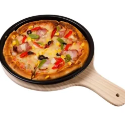 Rundes Pizzabrett aus Holz - Premium Backblech Schneideplatte