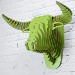 Rustic 3D Wood Bull Head Wall Art - Unique Home Decor