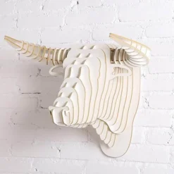 Rustic 3D Wood Bull Head Wall Art - Unique Home Decor