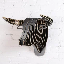 Rustic 3D Wood Bull Head Wall Art - Unique Home Decor