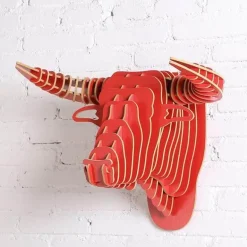 Rustic 3D Wood Bull Head Wall Art - Unique Home Decor