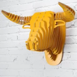 Rustic 3D Wood Bull Head Wall Art - Unique Home Decor