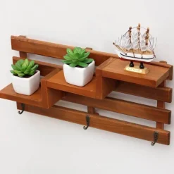 Rustic Wood Shelf Organizer - Handmade Storage Boxes