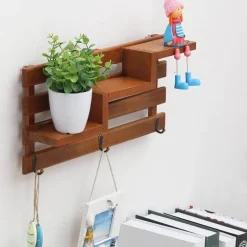 Rustic Wood Shelf Organizer - Handmade Storage Boxes